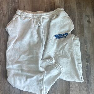 White Fox Boutique Light Gray Joggers with Blue Logo